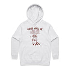 Coffee Makes Me Nicer, Raccoon - Womens Hoodie White Marle Womens Hoodie animal Coffee Printed In Australia