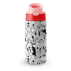 Dogs In Black And White - Little Kids Water Bottle pink 350ml Little Kids Water Bottle animal Printed Offshore