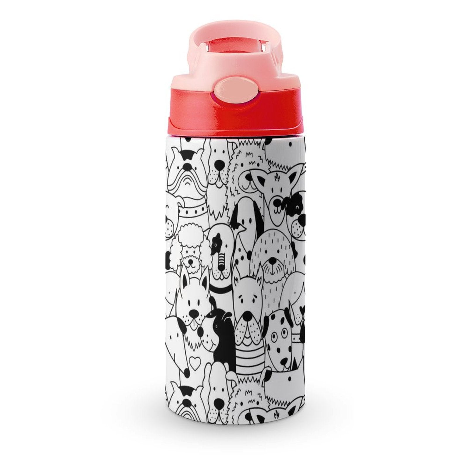 Dogs In Black And White - Little Kids Water Bottle pink 350ml Little Kids Water Bottle animal Printed Offshore