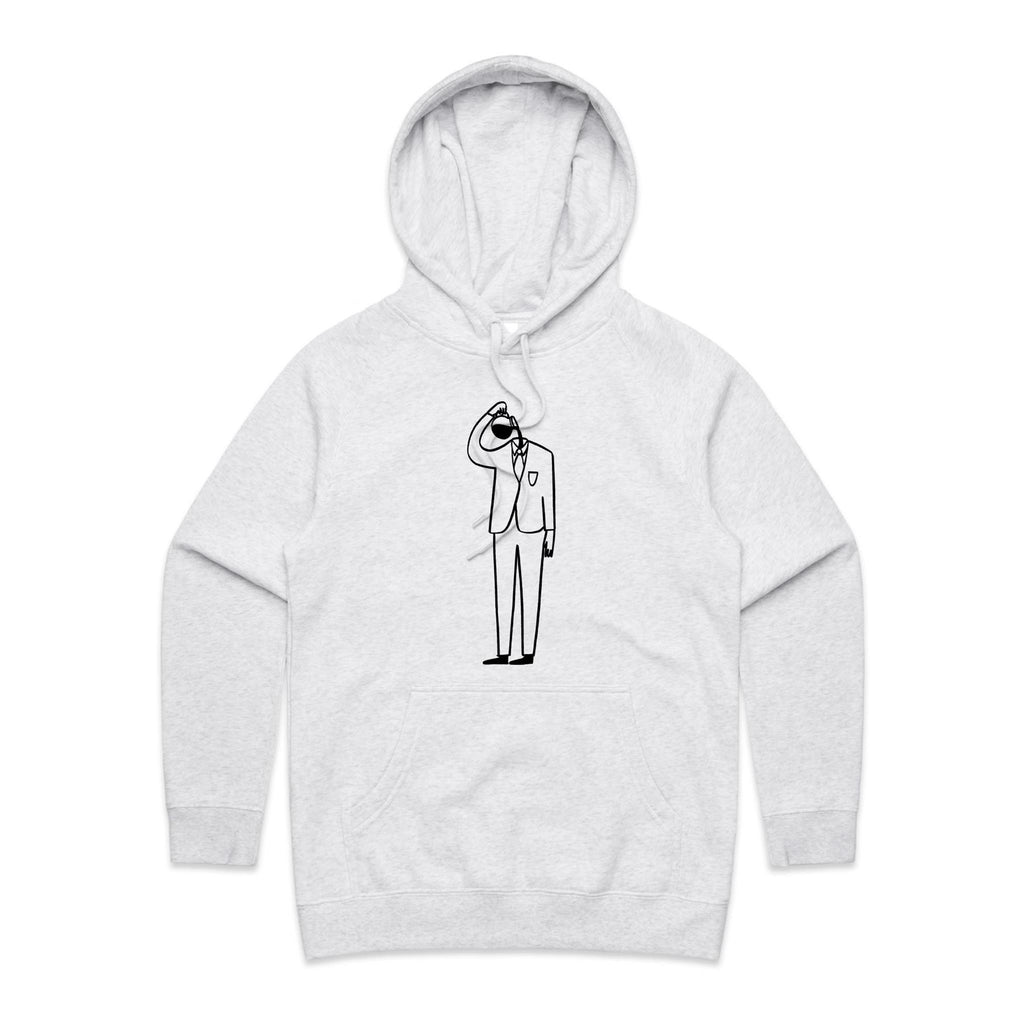 Coffee Brain - Womens Hoodie White Marle Womens Hoodie Coffee Printed In Australia