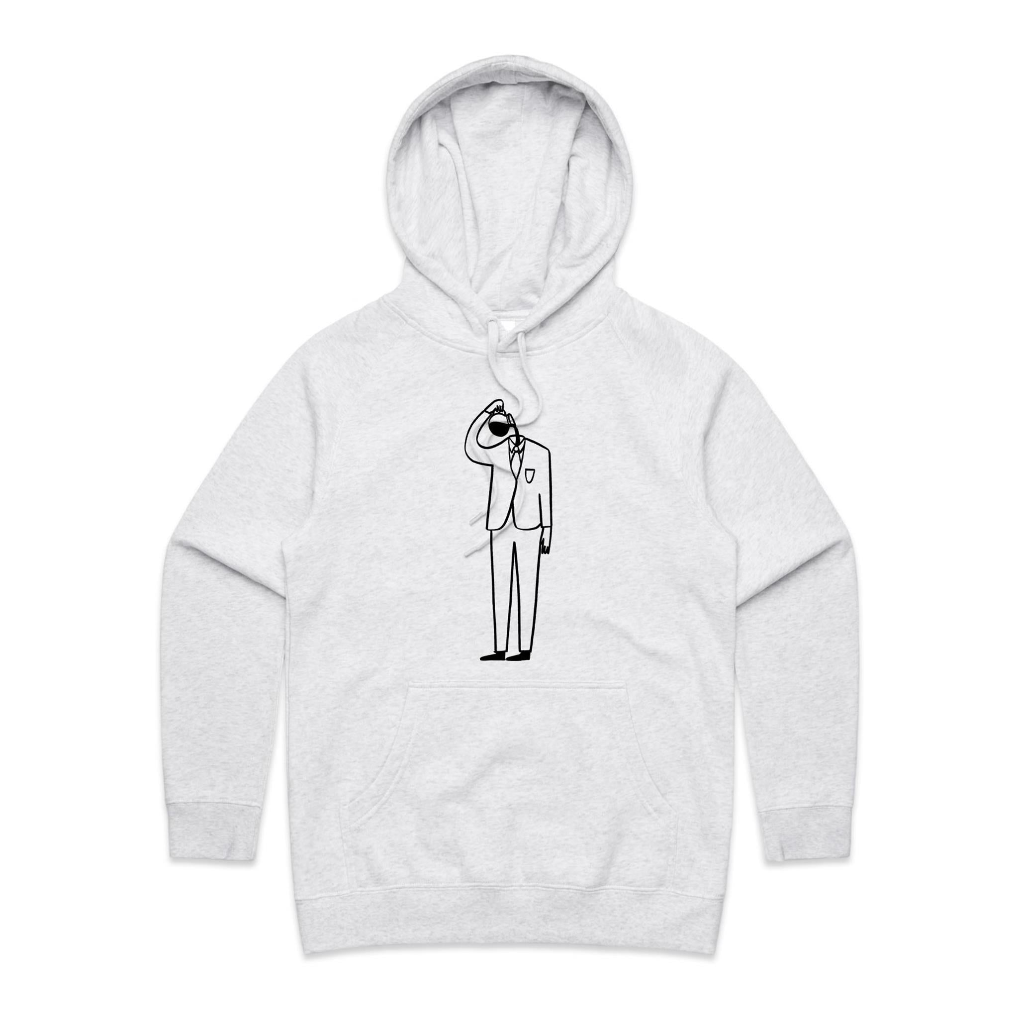 Coffee Brain - Womens Hoodie White Marle Womens Hoodie Coffee Printed In Australia