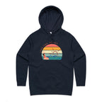 Long Time, No Sea - Womens Hoodie Navy Womens Hoodie Printed In Australia Summer Surf