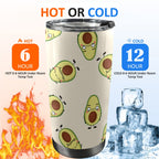 Avocado Characters - 20oz Mobile Tumbler with Lid (Black Lock) 20oz Travel Mug Food Printed Offshore