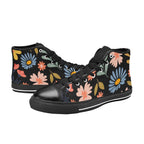 Boho Flowers And Leaves Women's High Top Canvas Shoes Womens Classic High Top Shoes Plants Printed Offshore