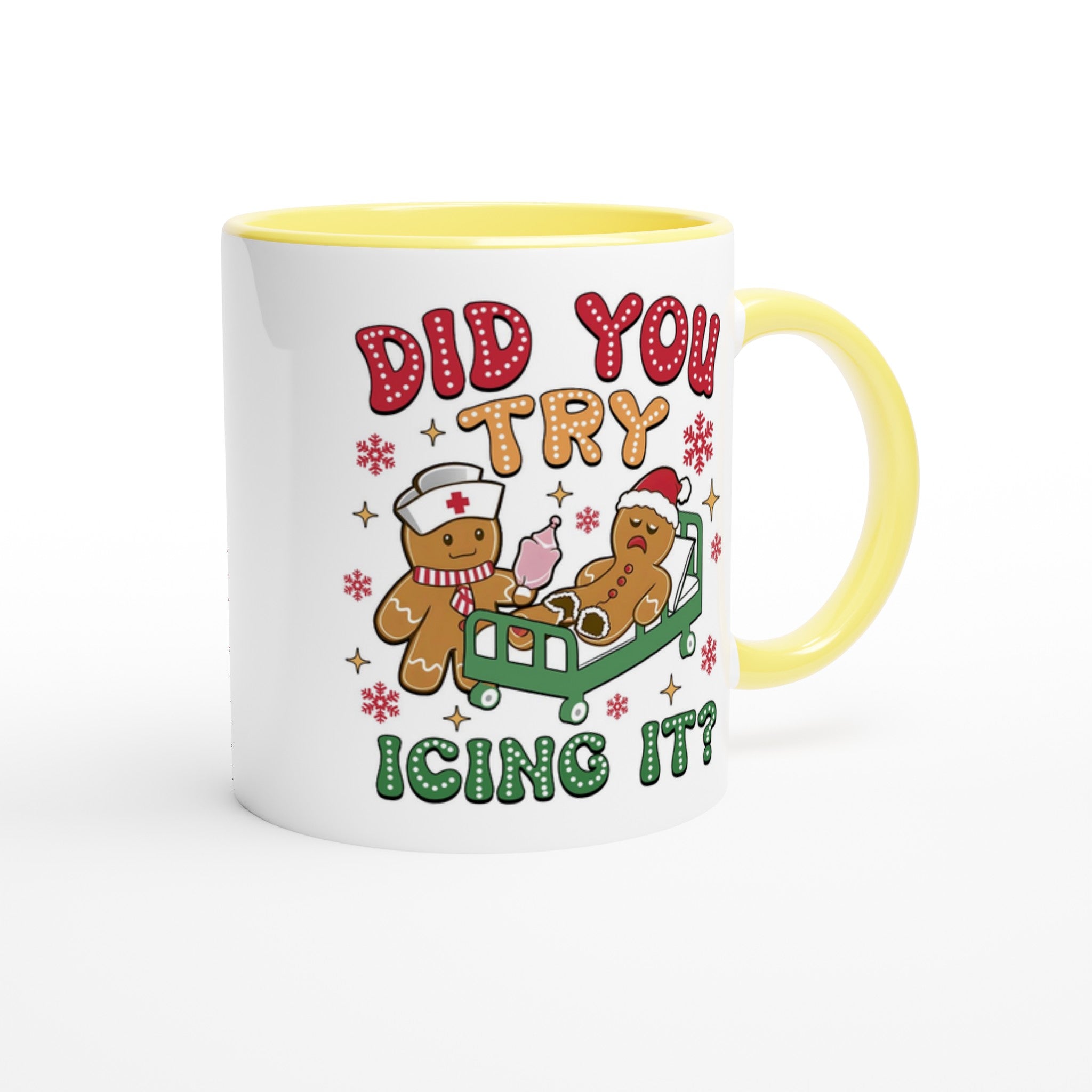 Gingerbread, Did You Try Icing It White 11oz Ceramic Mug with Colour Inside Christmas Colour Mug Christmas Globally Fulfilled