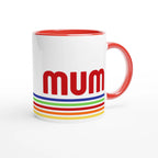 Mum Mug With Retro Stripes White 11oz Ceramic Mug with Colour Inside Colour 11oz Mug Globally Fulfilled Mum