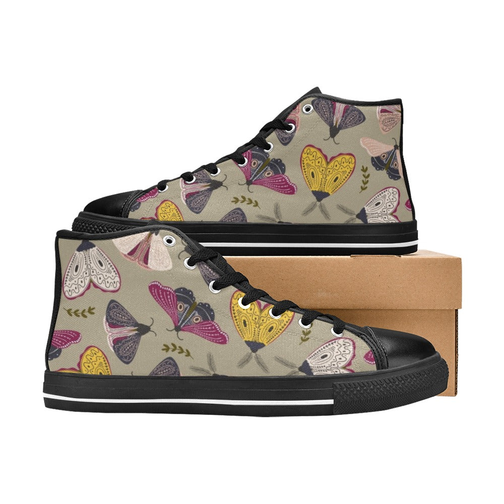 Pretty Moths Men's High Top Canvas Shoes Men's Classic High Top Canvas Shoes animal Printed Offshore