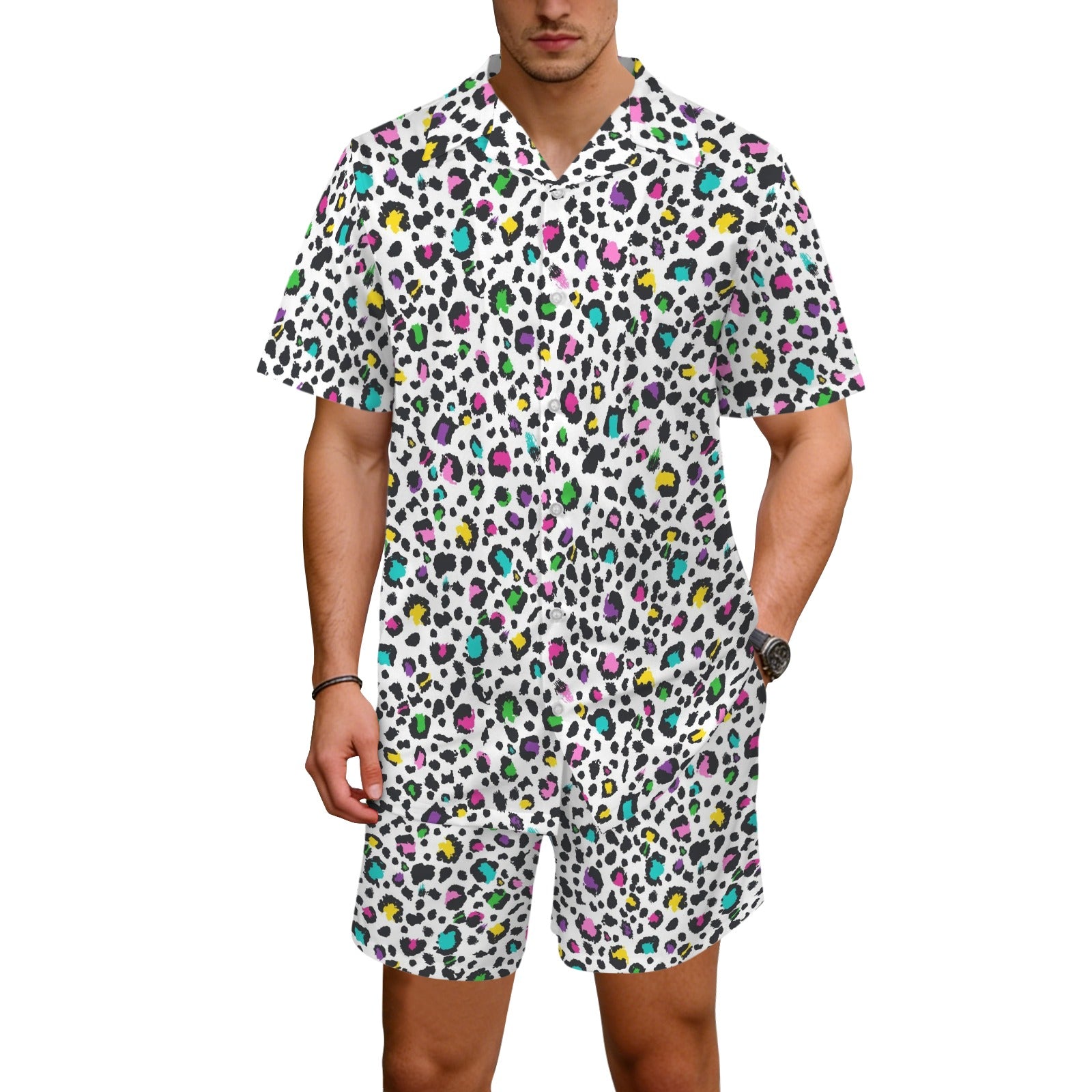 Animal Print In Colour Men's Hawaiian Shirt & Shorts Set Men's Hawaiian Shirt & Shorts Set animal Printed Offshore
