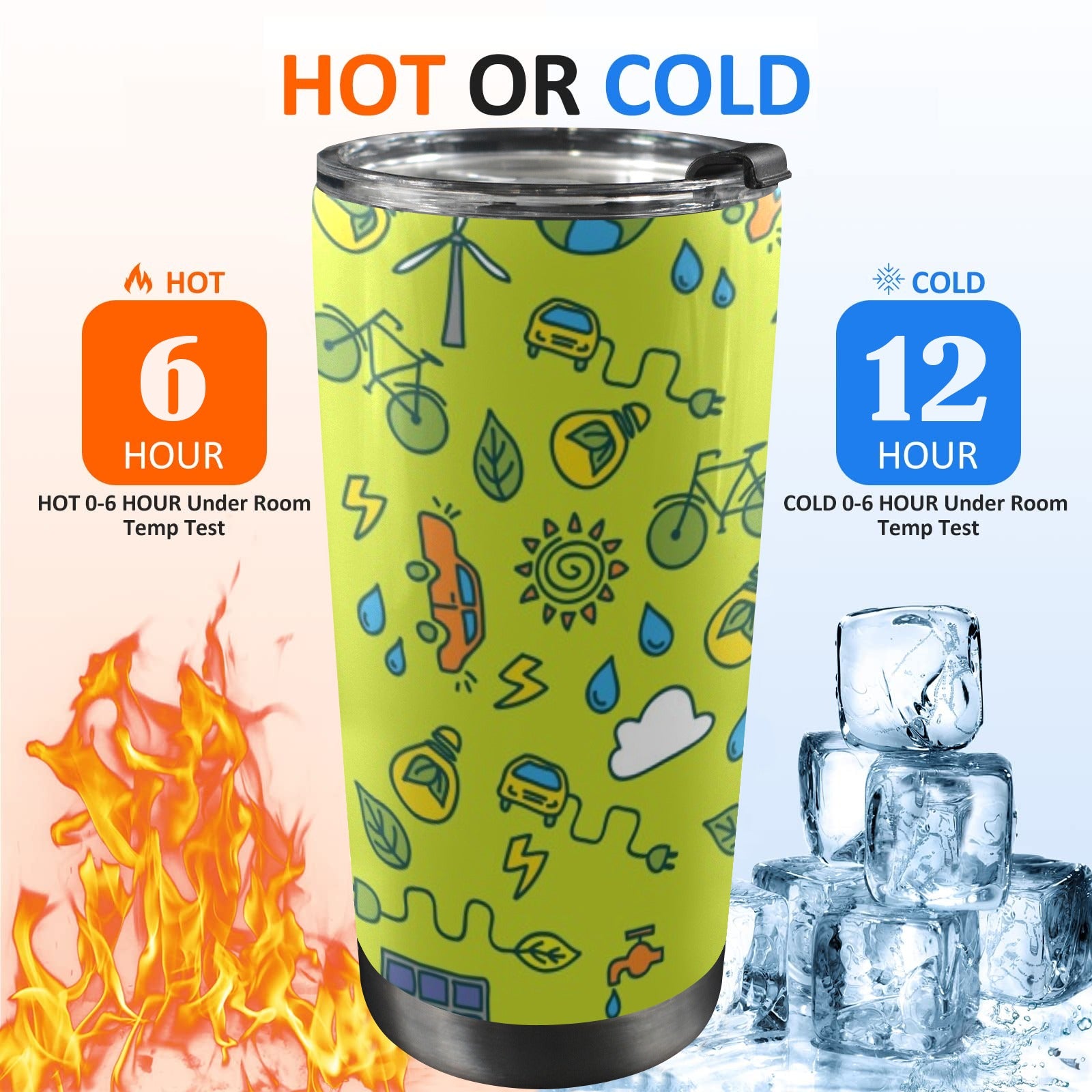 Go Green - 20oz Mobile Tumbler with Lid (Black Lock) 20oz Travel Mug Environment Printed Offshore