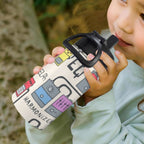 Guitar Pedals 12oz Kids Water Bottle with Straw Lid