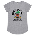 Drummers Plant The Beat - Womens Scoop Neck T-Shirt Grey Marle Womens Scoop Neck T-shirt Music Printed In Australia