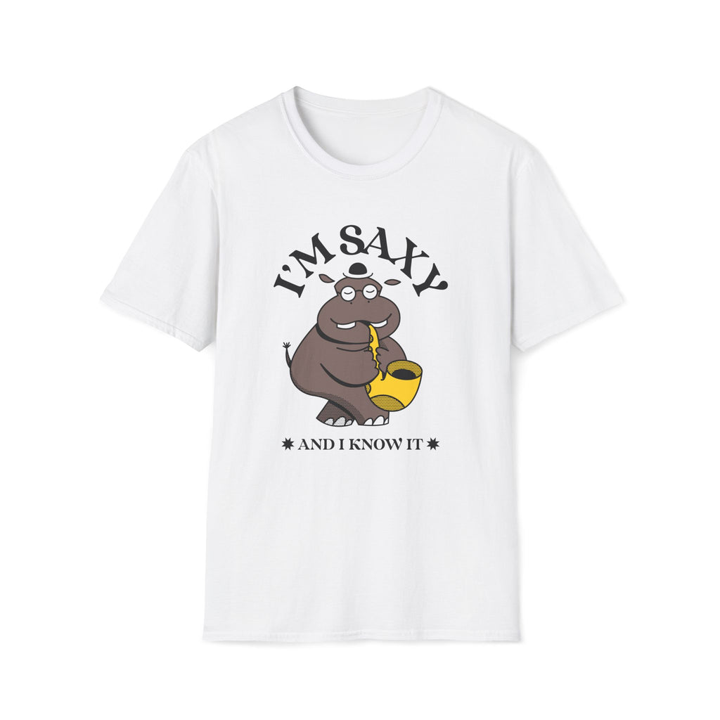 I'm Saxy And I Know It, Saxophone Hippo - Unisex Softstyle T-shirt