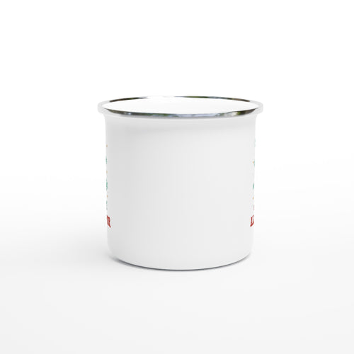 All Booked For Christmas White 12oz Enamel Mug Enamel Mug