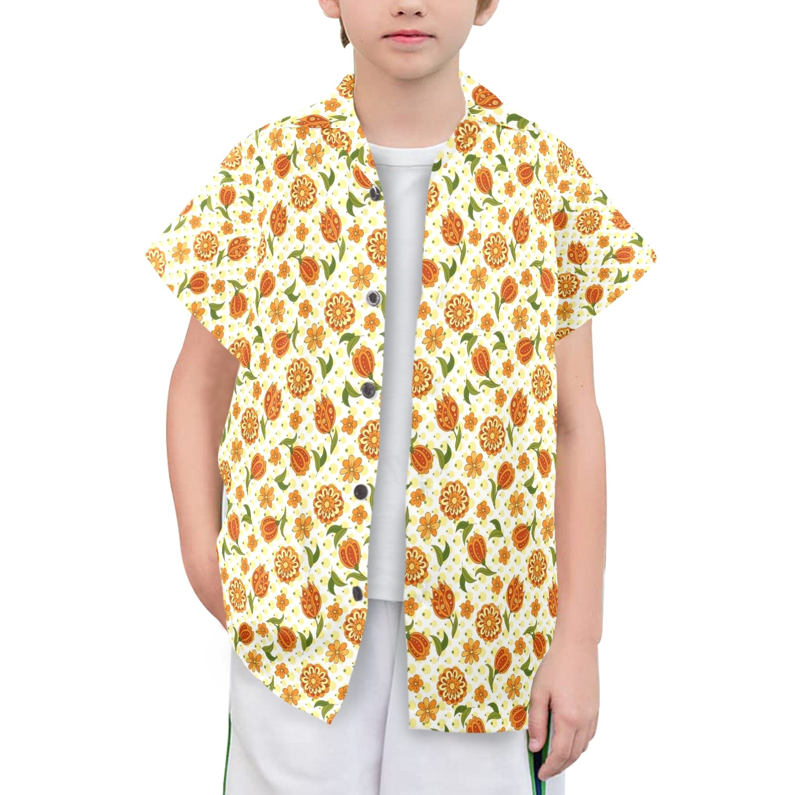 Graphic Floral Senior Kids Hawaiian Shirt