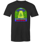 Merry Christmas Earthlings, UFO - Mens T-Shirt Black Mens Christmas T-shirt Christmas Printed In Australia