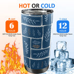Leaf Tiles - 20oz Mobile Tumbler with Lid (Black Lock) 20oz Travel Mug Plants Printed Offshore