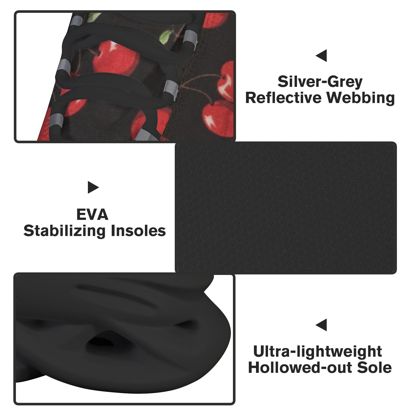 Cherries On Black Women's Twisted Sole Sneakers