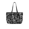 Monsters In Black And White PU Leather Tote Bag Large One Size Leather Tote Bag-Large Printed Offshore