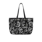 Monsters In Black And White - Leather Tote Bag-Large