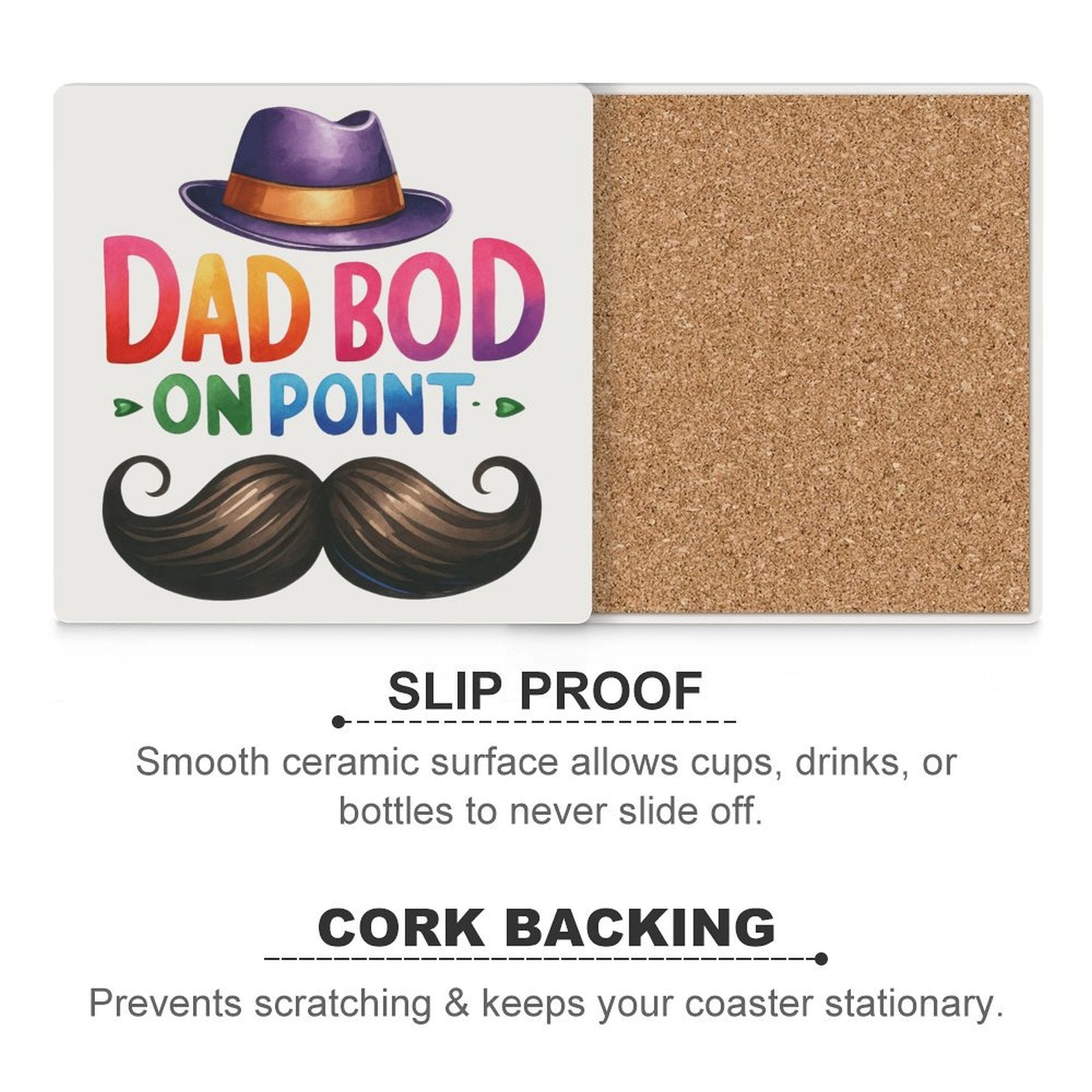 Dad Bod On Point - Ceramic Coasters (Square) Ceramic Coasters Dad Printed Offshore