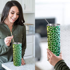 Rainbow Leopard Print - 20oz Tall Skinny Tumbler with Lid and Straw