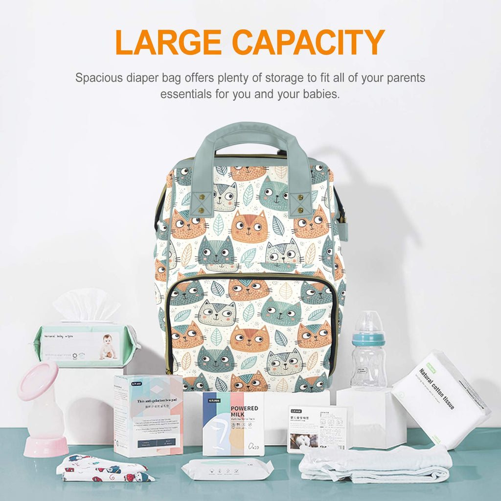 Cute Cat Faces - Multi-Function Backpack, Nappy / Diaper Bag