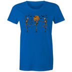 Skeleton Dance, Halloween - Womens T-shirt Bright Royal Womens T-shirt Halloween Printed In Australia