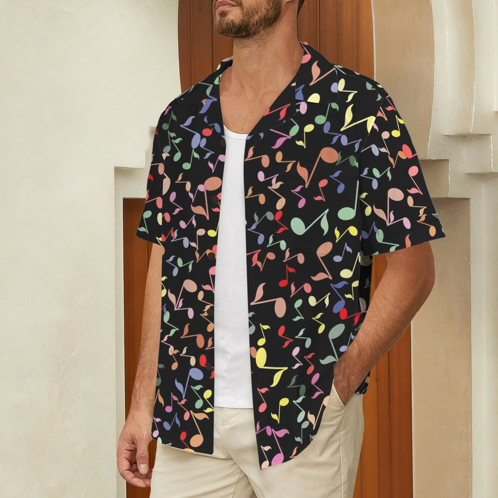 Quavers, Music Notes Men's Short Sleeve Hawaiian Shirt Men's Hawaiian Shirt (New) Music Printed Offshore