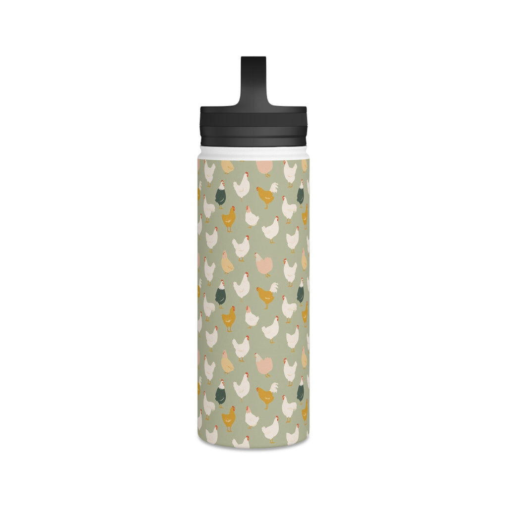 Chicken Life Stainless Steel Water Bottle, Handle Lid Stainless Steel Water Bottle With Handle Lid animal Globally Fulfilled
