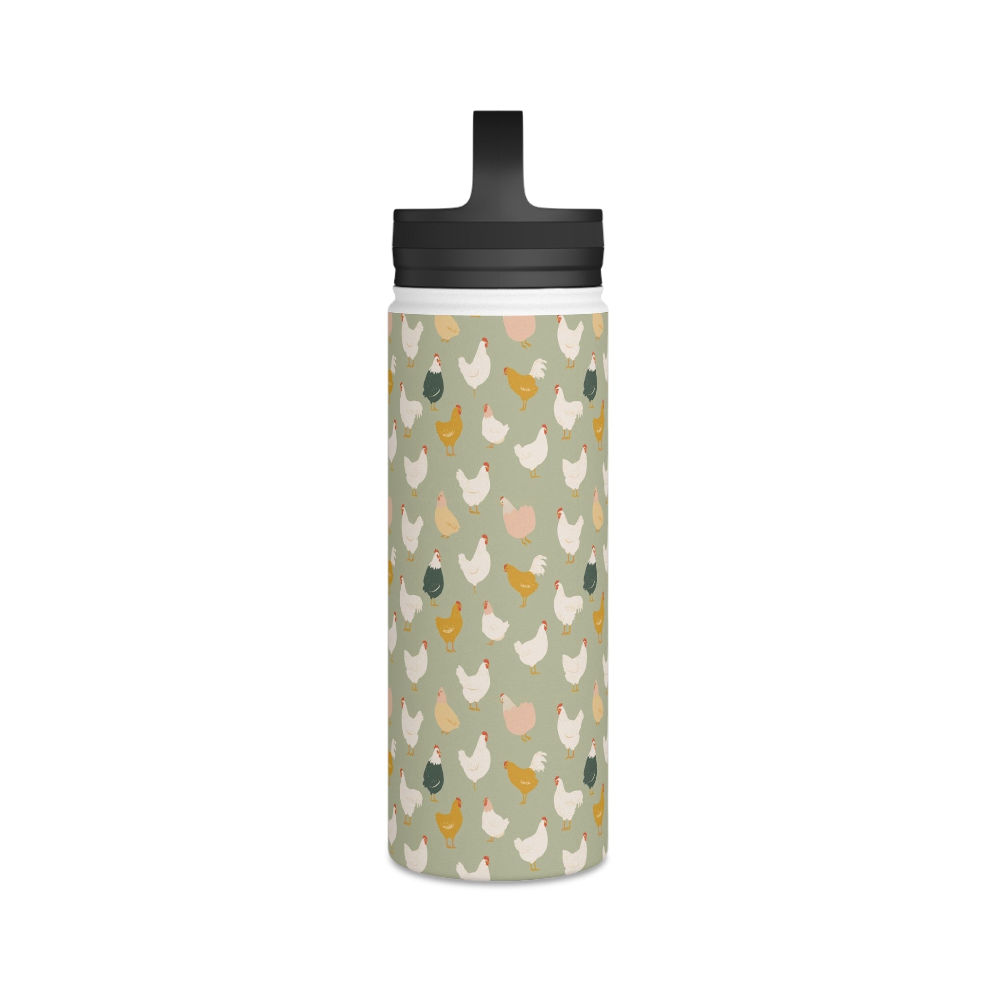 Chicken Life - Stainless Steel Water Bottle, Handle Lid Stainless Steel Water Bottle With Handle Lid animal Globally Fulfilled