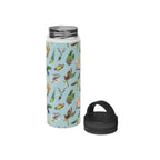 Parrots, Beautiful Colourful Birds Stainless Steel Water Bottle, Handle Lid Stainless Steel Water Bottle With Handle Lid Birds Globally Fulfilled