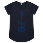 Guitar - Womens Scoop Neck T-Shirt Navy Womens Scoop Neck T-shirt Music Printed In Australia