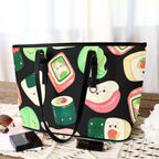Happy Sushi - Leather Tote Bag-Large