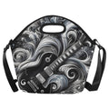 Guitar Black Swirl Neoprene Lunch Bag/Large (Model 1669) One Size Neoprene Lunch Bag Music Printed Offshore