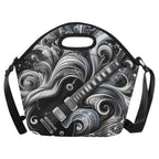 Guitar Black Swirl Neoprene Lunch Bag/Large (Model 1669) One Size Neoprene Lunch Bag Music Printed Offshore