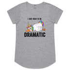 Dramatic Unicorn Goose Womens AS Colour Scoop Neck T-Shirt Grey Marle Womens Scoop Neck T-shirt animal Printed In Australia