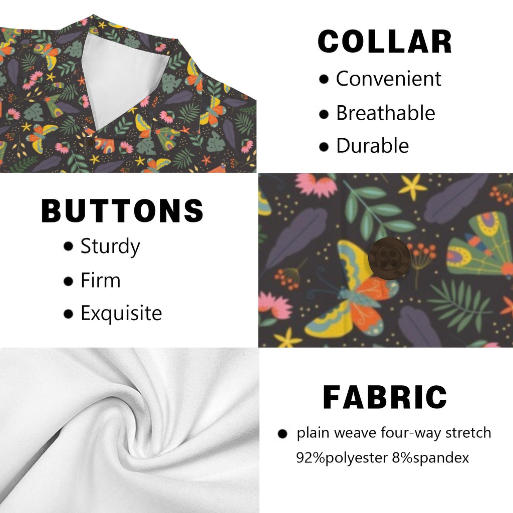 Dark Butterfly - Men's Short Sleeve Hawaiian Shirt