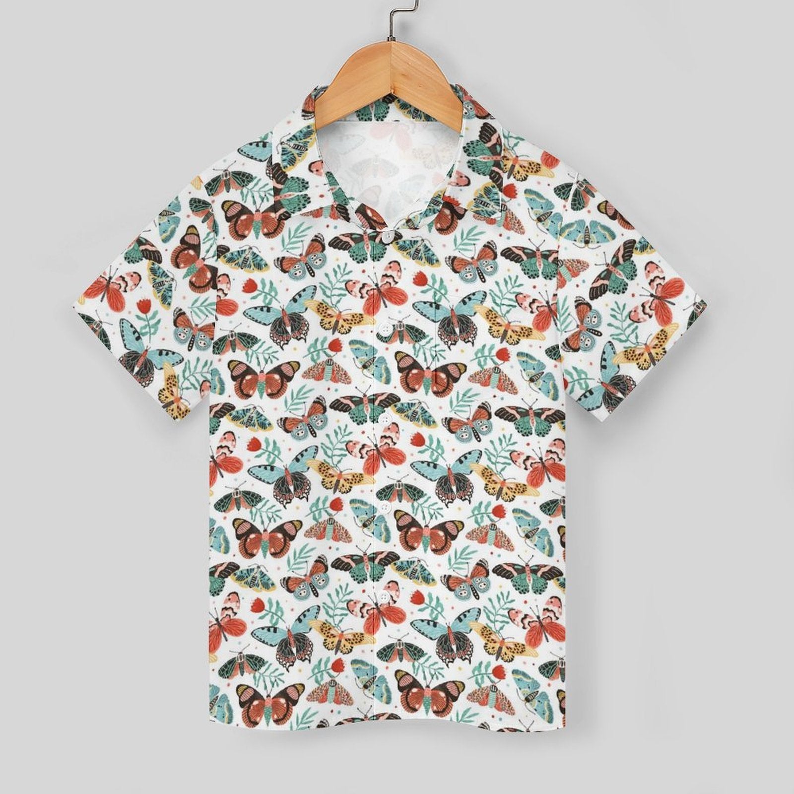 Pretty Moths And Butterflies Kids Youth Short Sleeve Button Up Shirt