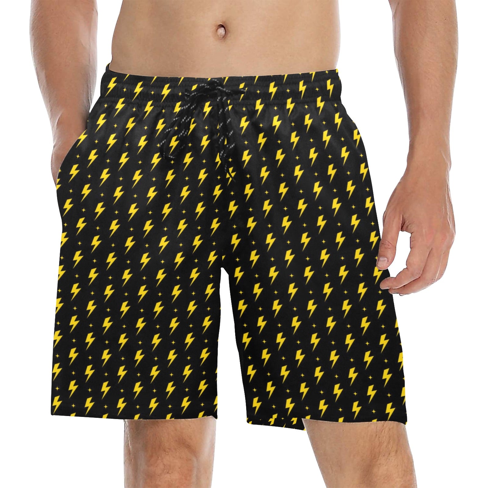 Yellow Lightning - Men's Mid-Length Beach Shorts 5XL Men's Mid-Length Beach Shorts comic Printed Offshore