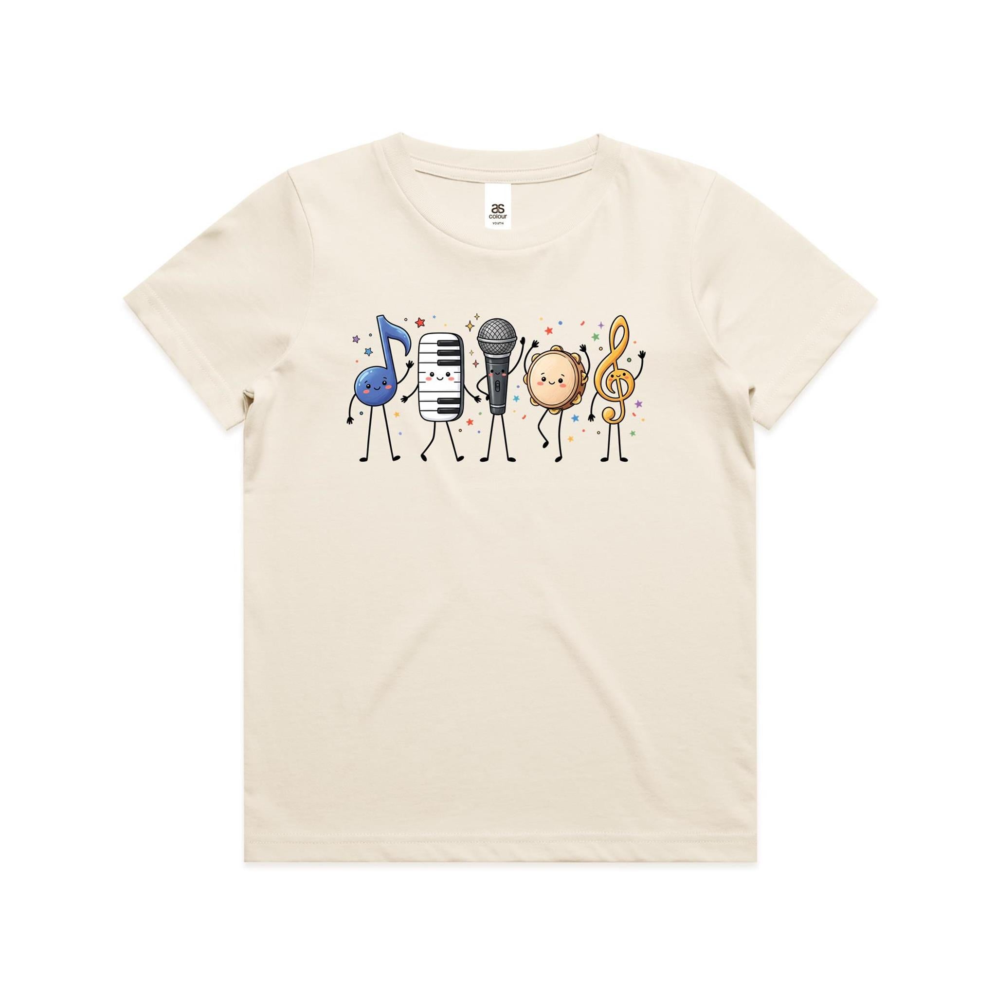 Cute Music Characters Kids AS Colour T-shirt