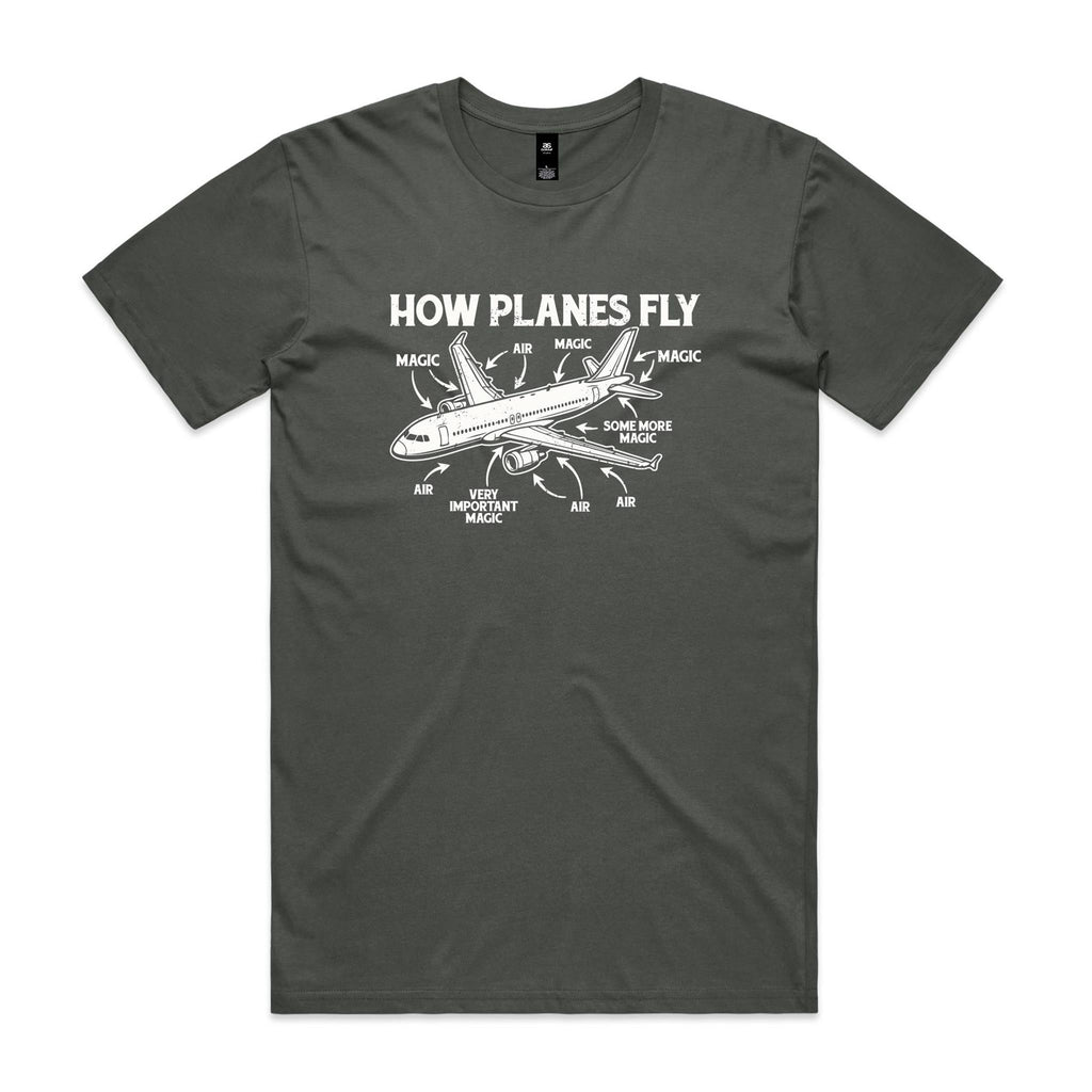 How Planes Fly Men's AS Colour T-shirt Charcoal Mens T-shirt Printed In Australia Science