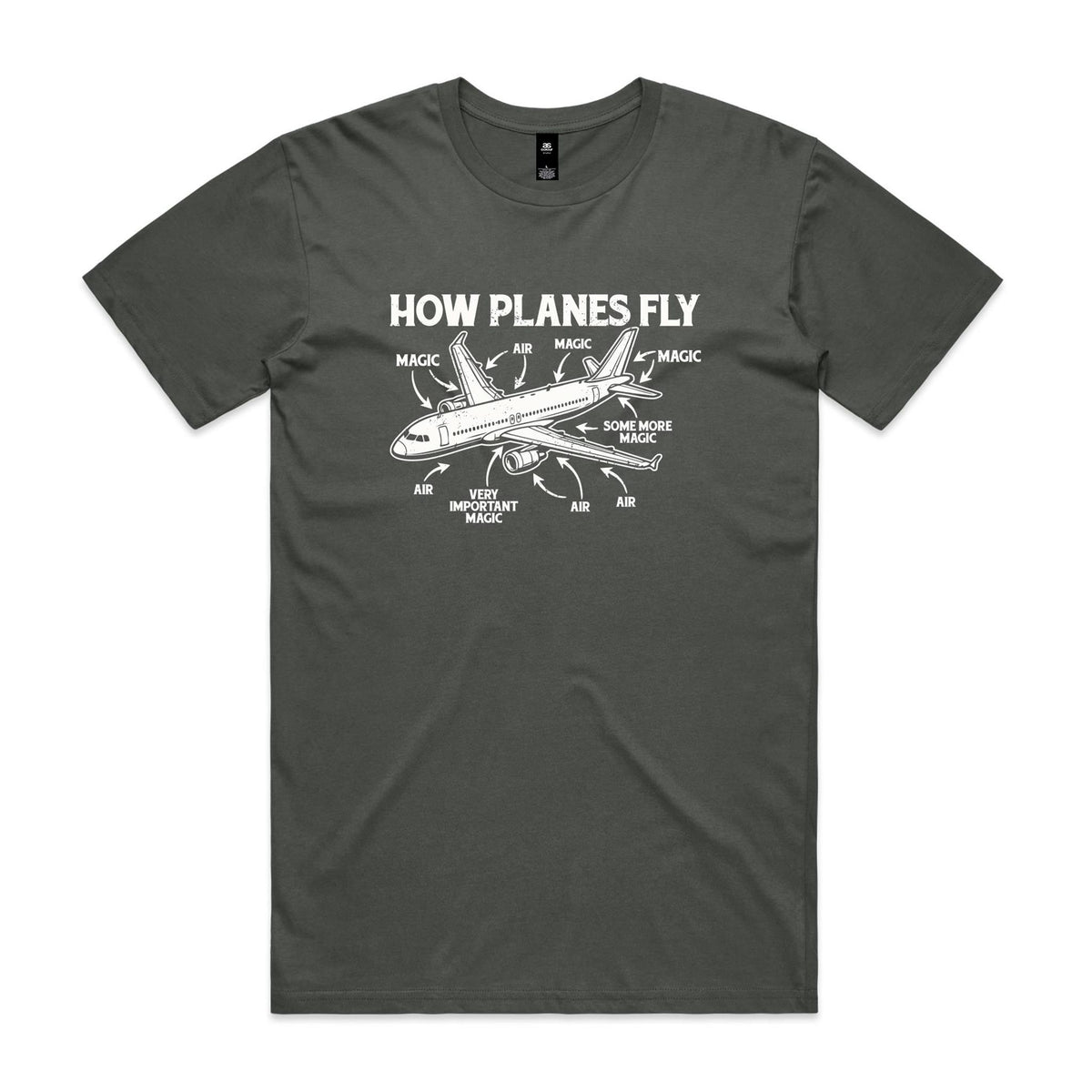 How Planes Fly Men's AS Colour T-shirt Charcoal Mens T-shirt Printed In Australia Science