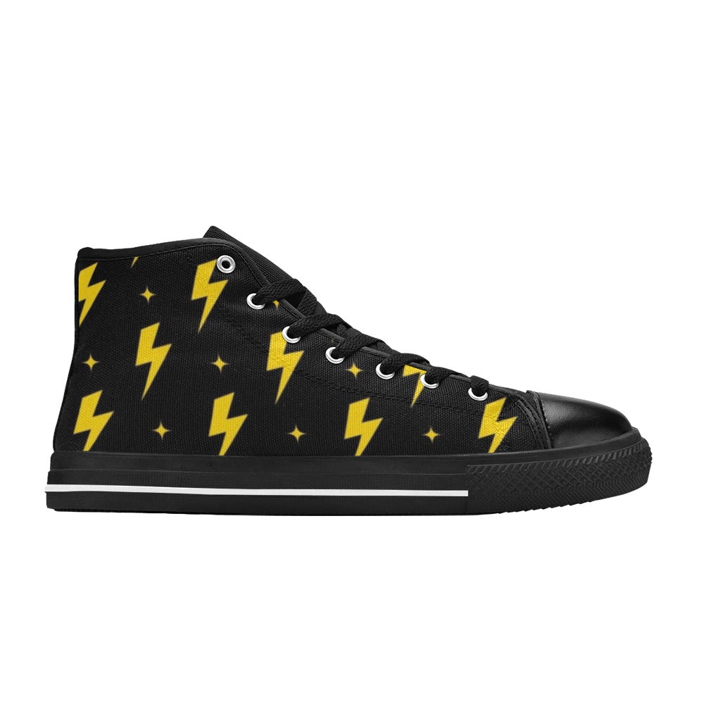 Yellow Lightning - Kids High Top Canvas Shoes