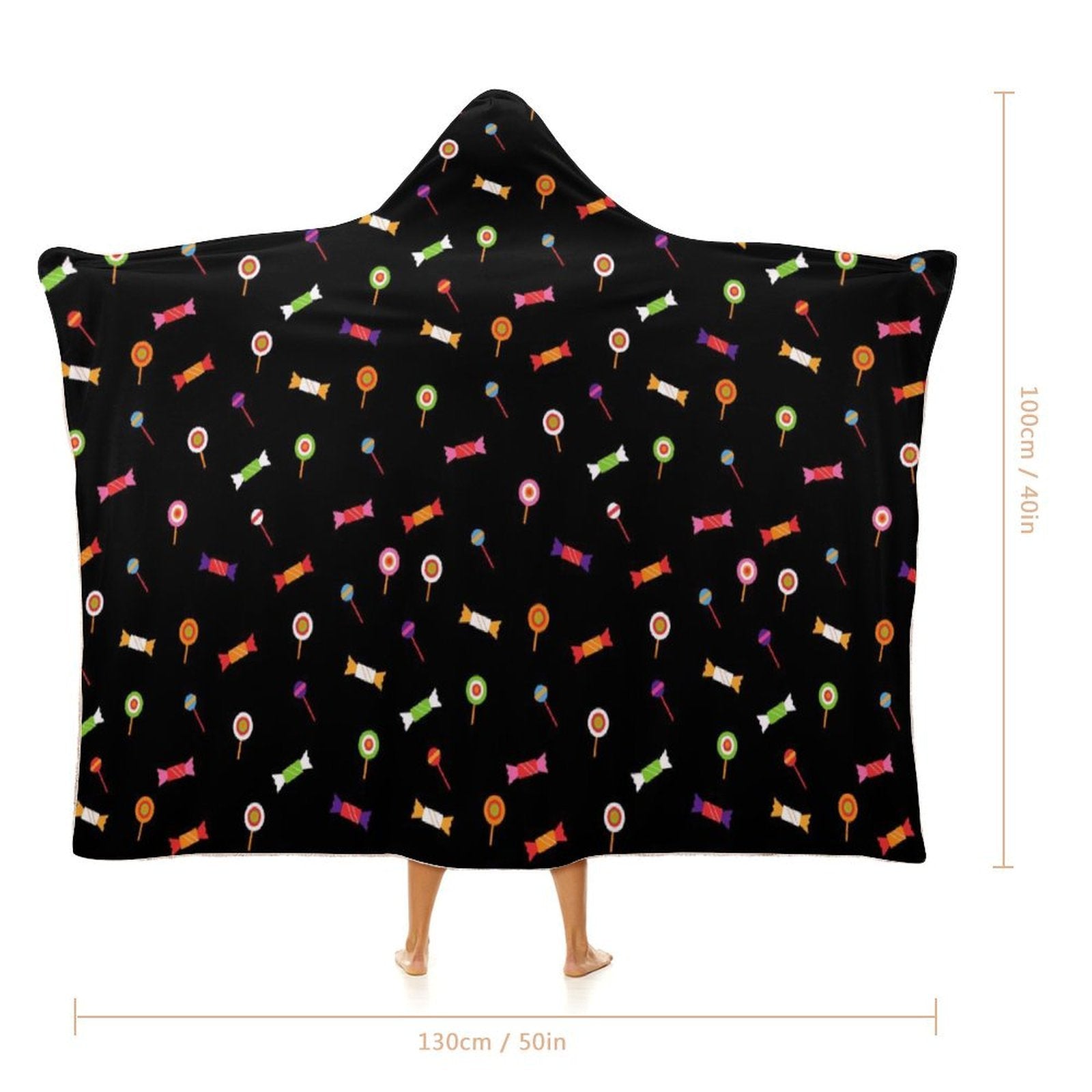 Candy Kids Hooded Blanket 100cm x 130cm Kids Hooded Blanket Food Printed Offshore