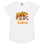 The Diet Starts Tomorrow, Hamburger, Pizza, Fries - Womens Scoop Neck T-Shirt White Womens Scoop Neck T-shirt Food Printed In Australia