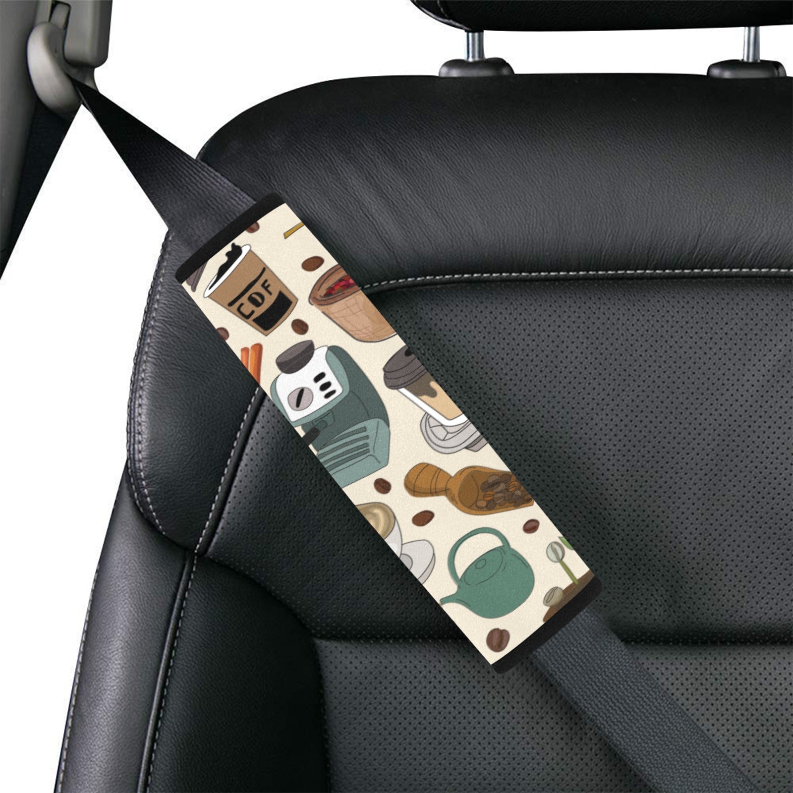 All The Coffee Car Seat Belt Cover 7''x10'' (Pack of 2) Car Seat Belt Cover 7x10 (Pack of 2) Coffee Printed Offshore