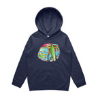 Surf Trip - Kids Hoodie Midnight Blue Kids Hoodie Printed In Australia
