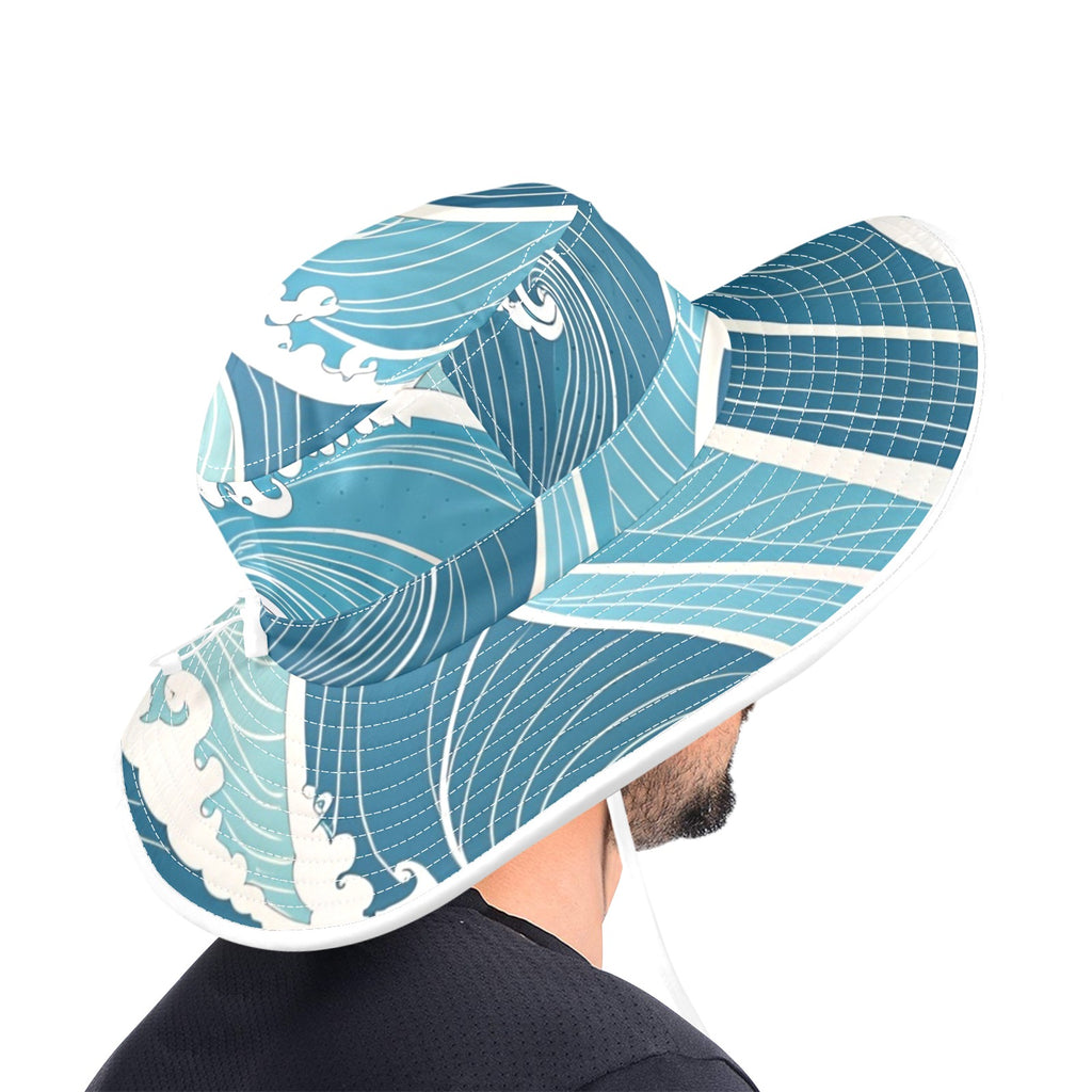 Ocean Waves Wide Brim Bucket Hat Wide Brim Bucket Hat Ocean Printed Offshore Surf