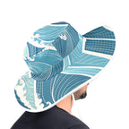 Ocean Waves Wide Brim Bucket Hat Wide Brim Bucket Hat Ocean Printed Offshore Surf