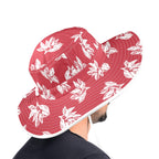 Red Retro Foliage Wide Brim Bucket Hat Wide Brim Bucket Hat Printed Offshore Retro